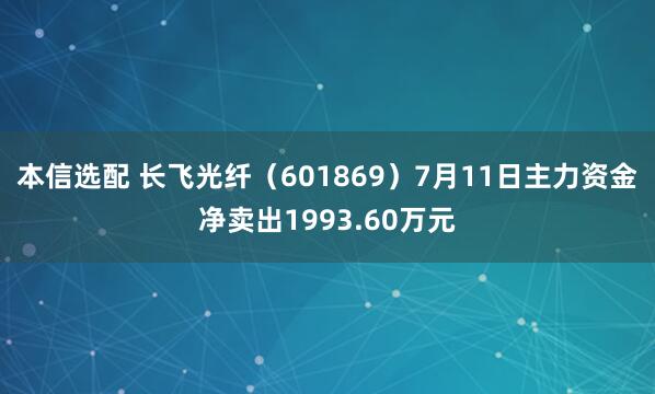 本信选配 长飞光纤（601869）7月11日主力资金净卖出1993.60万元